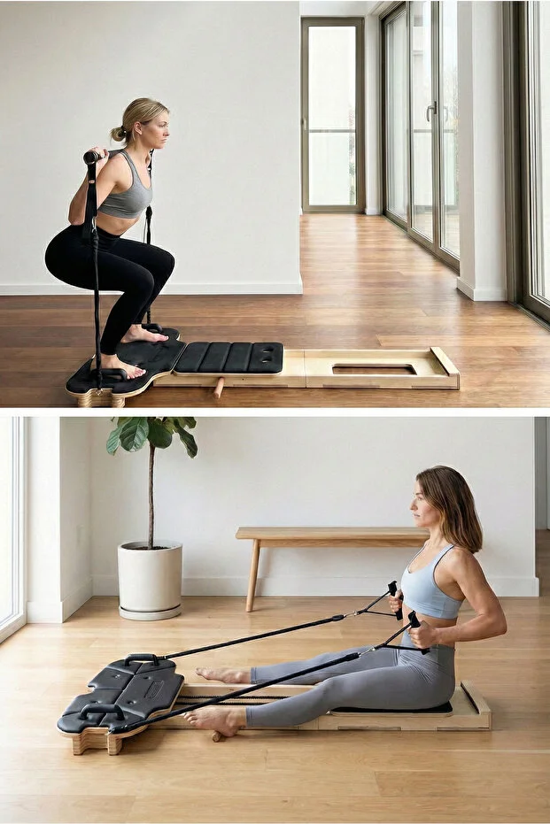 kochler Yeni Nesil Katlanabilir Profesyonel Pilates Reformer Aleti - Az Yer Kaplayan, Kompakt Egzersiz Aleti